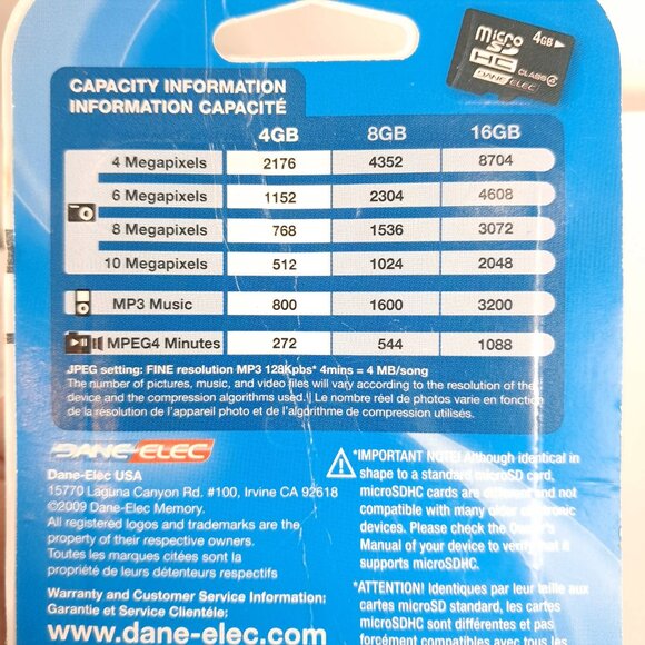 Dane Elec SanDisk adapter MicroSDHC Flash memory 4 GB San Disk Vintage - Picture 6 of 6